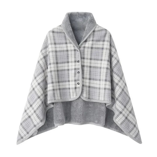 Thick Plaid Blanket Warm Winter Wearable Blanket Adults Office Travel Soft Fleece Throw Blankets With Button Home Shawl