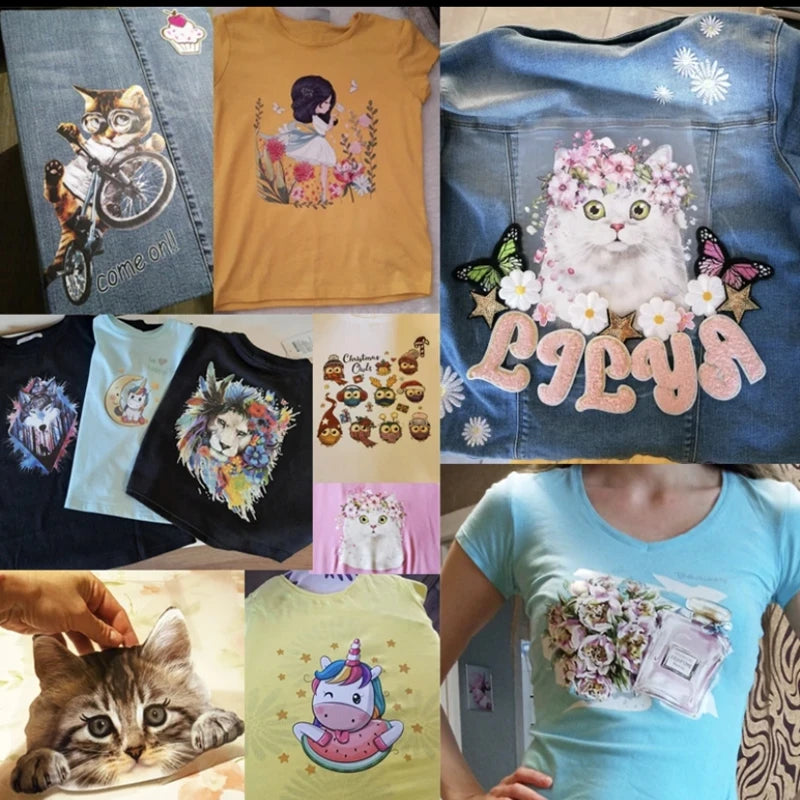 Rainbown Unicorn Heat Thermal Transfer For Clothes Cute Cartoon Iron-On Transfers Sticker On Babys Clothes DIY Aniaml Applique