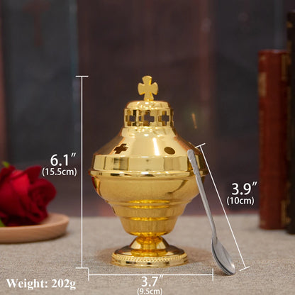 HT Church Supplier High Polished Gold Plated Hanging Incense Burner Orthodox Censer Church Home Decoration Catholic Chalice