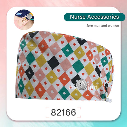 Cartoon Printed Operating Room Doctor Work Scrub Hat Pharmacy Dentistry Clinic Surgical Cap Adjustable Medical Nurse Accessories