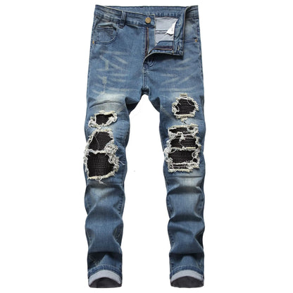 Jeans for Men High Street with Holes and Black Peaks Slim Fit Jeans and Mens Trousers