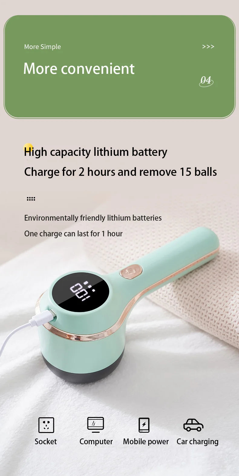 Lint Remover For Clothing Hair Ball Trimmer Fuzz Pellets Clothes Sweater Fabric Shaver with LED Digital Electric Fluff Lint Remo