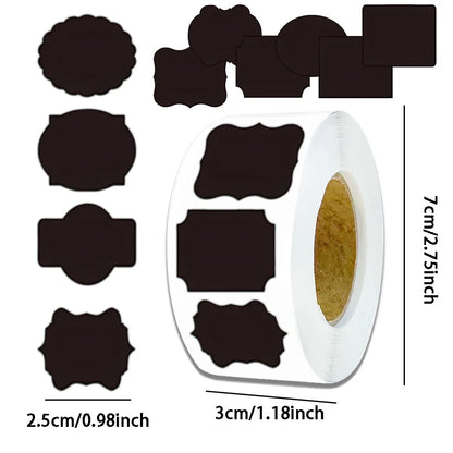 500PCS Creative Black Label Stickers Waterproof Irregular Phone Cases Book Storage Name Stickers