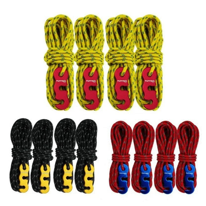 4 Outdoor Tent Ropes, Reflective Ropes Canopy Ropes Reinforced Windproof Ropes with Buckles To Ensure Safety Camping Accessories