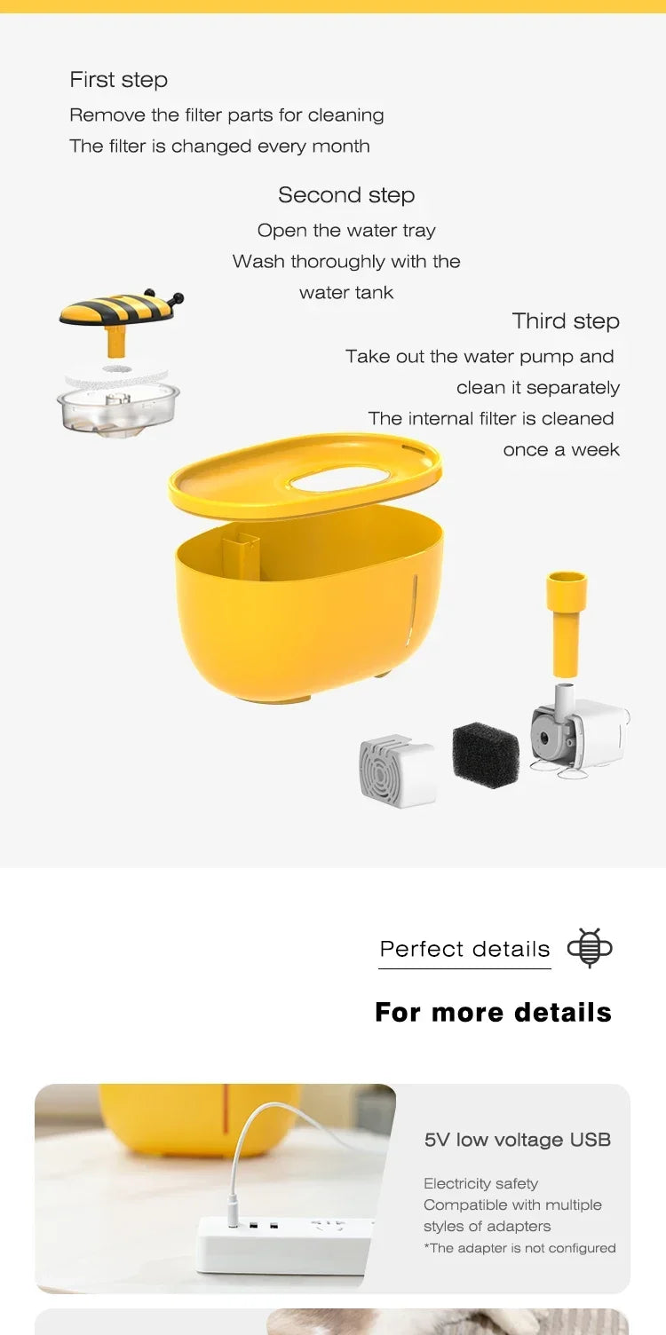 2L Cat Water Fountain Auto Filter USB Electric Mute Drinker Bowl Recirculate Filtring Drinker for Cats Dog Pet Water Dispenser