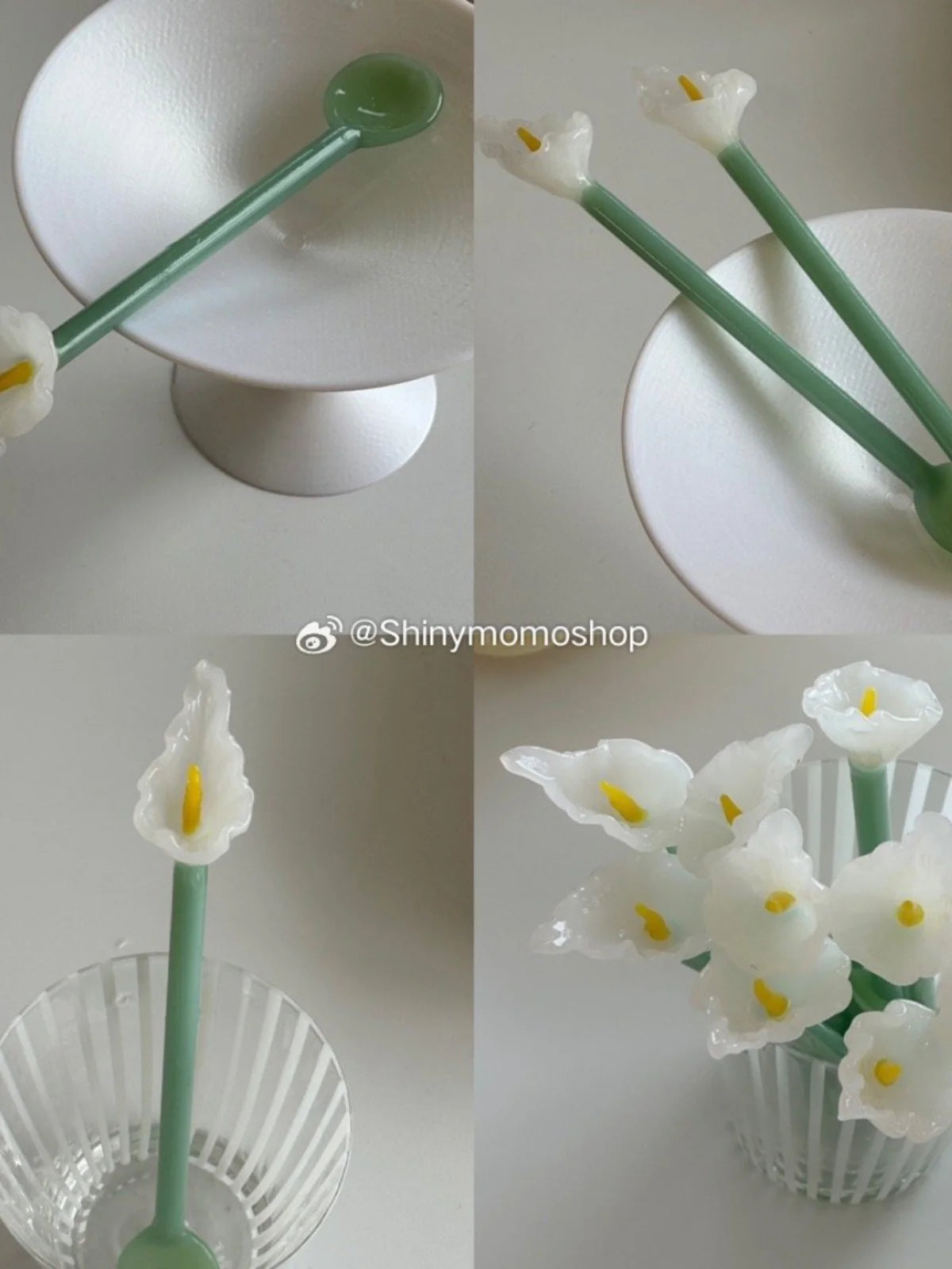 Calla Lily Animals Cartoon Bear Glass Spoon Dessert Spoon Coffee Glass Stir Spoon  Long Handle Spoon Yogurt Spoon