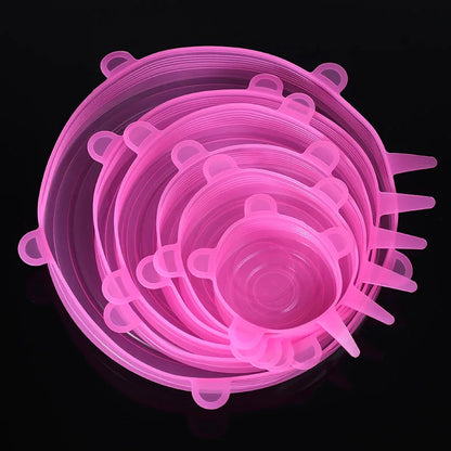 6pcs/set Silicone Covers Adaptable Silicone Lids Silicone Caps for Food Universal Dish Stretch Lids for Cans Kitchen Accessories
