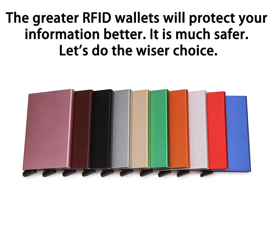 Anti Rfid Blocking Smart Wallet for Men Women ID Bank Credit Card Holder Metal Thin Slim Women Wallets Pop Up Minimalist Purse