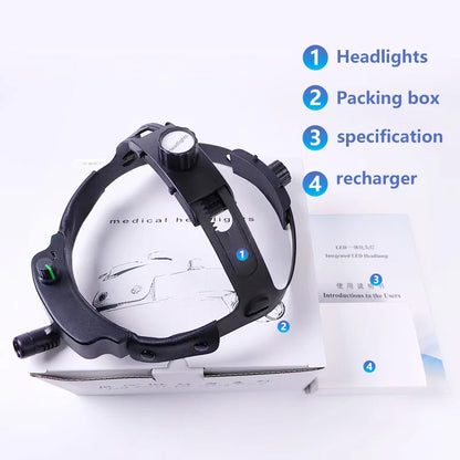 LED headlight for Dental Loupes ENT Medical High Intensity Headlamp Wireless Operation Build in Battery Helmet Lamp