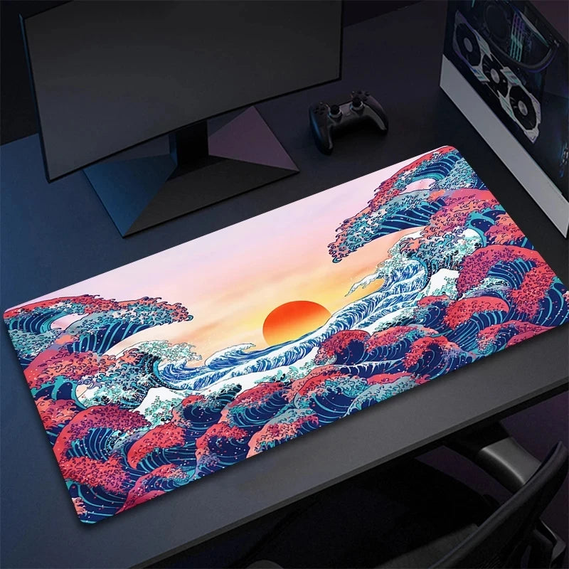 Mousepad Japan Art Great Waves Rubber Mouse Pad Lock Edge Playmat Non-Slip Office Computer Mice Pads Table Gaming Accessories