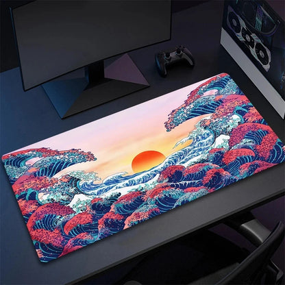 Mousepad Japan Art Great Waves Rubber Mouse Pad Lock Edge Playmat Non-Slip Office Computer Mice Pads Table Gaming Accessories