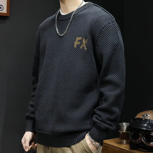 Oversize Knitted Sweaters for Men Solid Color Korean Popular Clothes Pullover Man Clothing Deals 2024 Harajuku Cashmere Knitwear