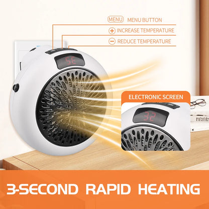 Home Plug In Cordless Space Heater Portable Electric Air Heater 2S Fast Heating Warm Fan Desktop for Winter Household Bathroom