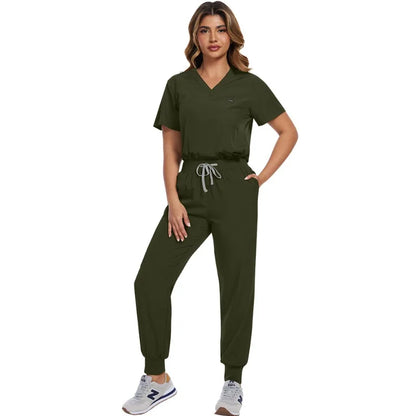 Surgical Scrubs Unisex - Quick-Dry Dental Clinic & ER Workwear Split Set W/Short Sleeve & Anti-Microbial 6 Pockets