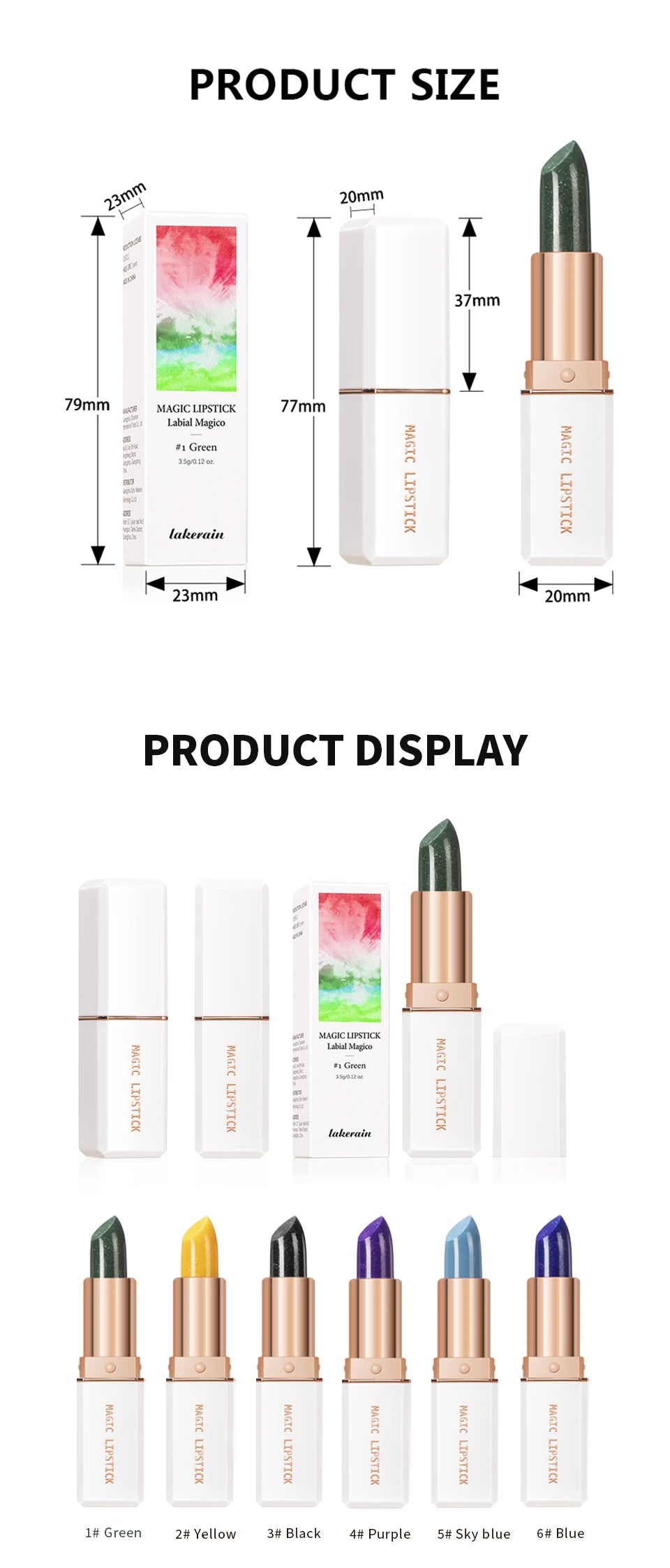 Magic Lipstick Temperature Color Changing Lip Stain Gloss Moisturizing Long Lasting Waterproof Lip Balm 6Colors Women Lipstick