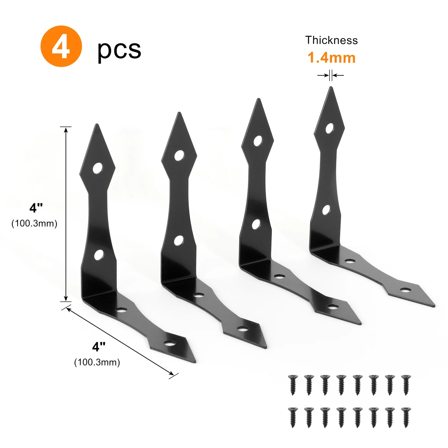 Black Metal Corner Protector Iron Decorative Corner Bracket Edge and Corner Guards for Wooden Table Desk Box Cabinet Furniture