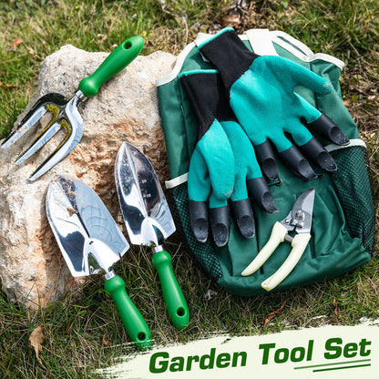 Gardening Tools Set Including Garden Shear Claw Gardening Gloves Cultivator Transplant Trowel Soil Scoop Outdoor Planting Tools