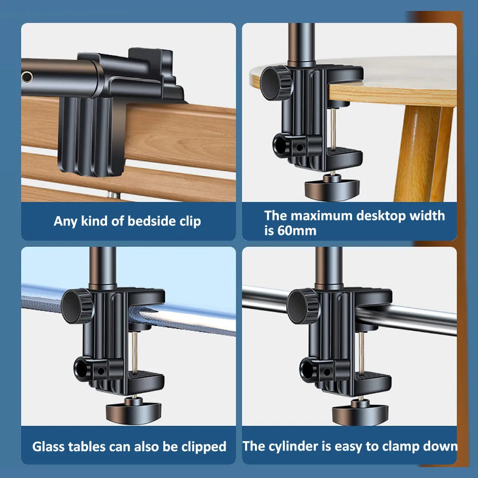 Tablet Holder for Bed Long Arm Stand for iPad Tablet Bracket 360° Rotating Desk Side Phone Mount for 4~12.9 inch Phone Tablet