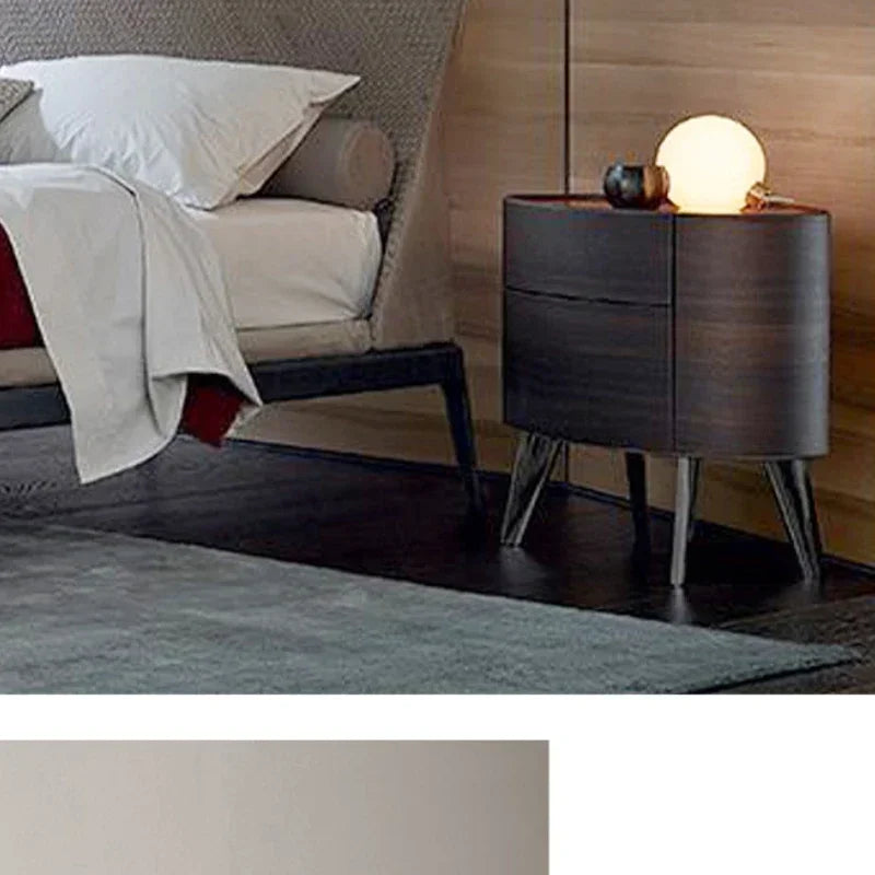 Solid Wood Creative Elliptical Bedside Table Modern Simple Night Stand for Bedroom Nightstands Storage Cabinet Bedroom Furniture