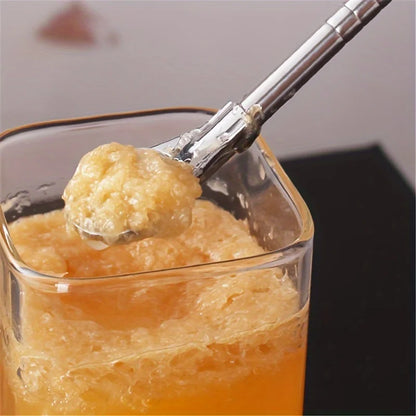Straw Spoon Multi-purpose Stainless Steel Straw Spoon Juice Milk Tea Spoon Cute Creative Coffee Stirring Spoon