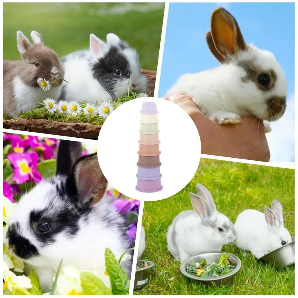 Stacking Cups Toy Small Animal Stacking Cups Multi Colored Reusable Small Animals Puzzle Toys Snack Cups Pet Accessories