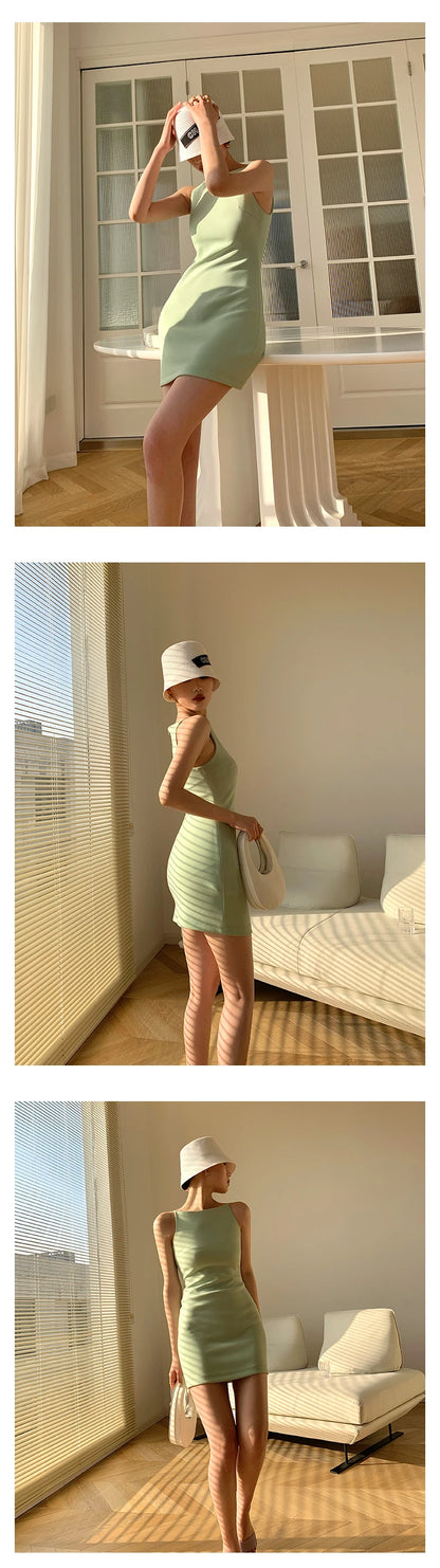 Jielur Summer Women New Spaghetti Strap Elegant Party Mini Dress Female Fashion Sexy Ladies Sleeveless Clothes