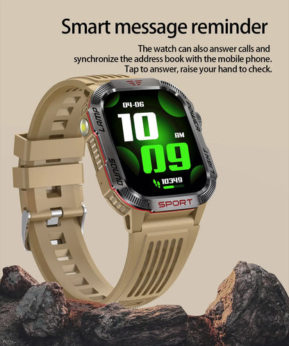 2024 New Durable Military Smart Watch Bluetooth Call Outdoor Sports Track Tracker Men's and Women's Smartwatches LED Flashlight