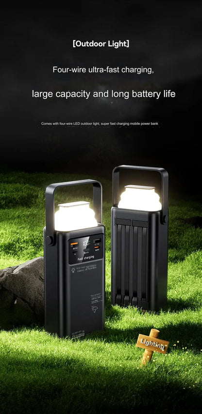 Portable outdoor emergency Power banks smartphone Backup Power 50000mah with built-in cable Powerbank 50000mah camping light