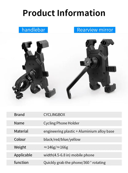 Bicycle Mobile Phone Holder Electric Bike Motorcycle Phone Stand Ride Navigation Mobile Phone Rack Phone Holder Support