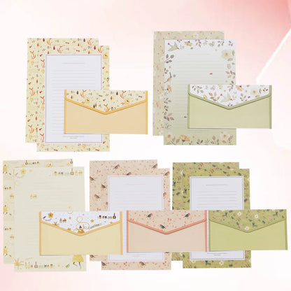 5Pcs Premium Floral Letter Paper Envelopes Set Elegant Stationery Writing Paper For Invitations Calligraphy Printing Products