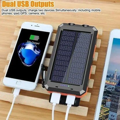 200000mAh Large Capacity Solar Power Bank Portable Outdoor Charger PowerBank External Waterproof Battery Charging with LED Light