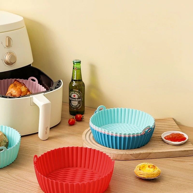 Air Fryer Liners Reusable Non-Stick Silicone Round Square Baking Tray Molds for Airfryer Oven Baking Basket Accessories