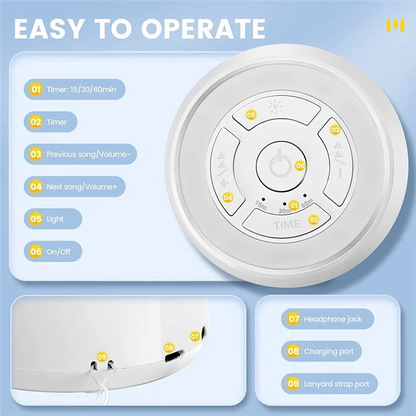 FAST-Baby White Noise Machine USB Rechargeable Timed Shutdown Sleep Machine Baby Sleep Sound Player Timer Noise Player