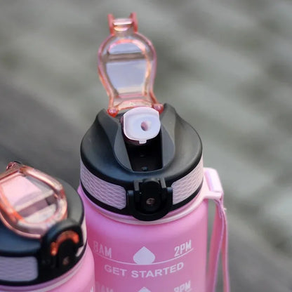 1L 1000ml Water Bottle Liter Stay Hydrated  Material Plastic Sport Bottle Reminder Times Sports Outdoor Fitness Office Running