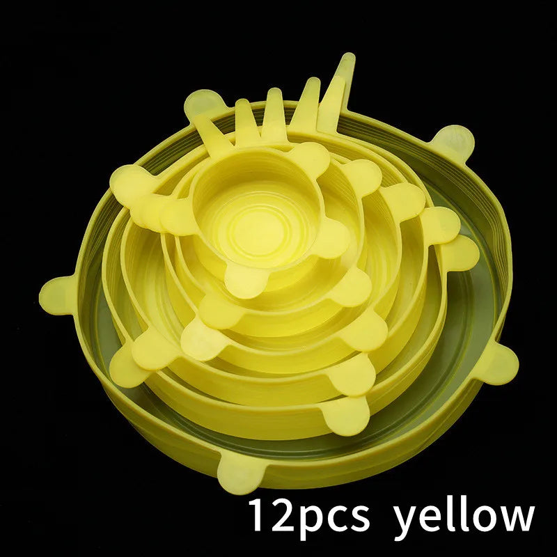 Silicone Stretch Food Covers Kitchen Fresh-keeping Lids Food Caps Elastic Expandable Microwave Airtight Plastic Wrap