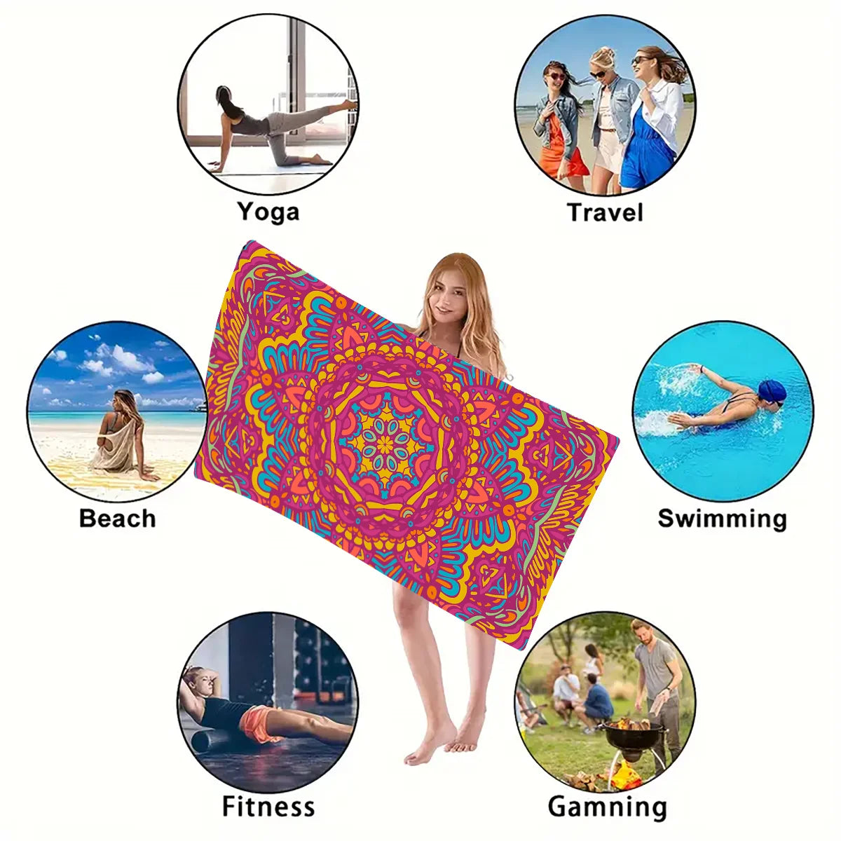 1PC Beach Towel Boho Design Bath Towels Extra Large Sand Free Quick Dry Travel Towels Gifts For Yoga Sports Adults