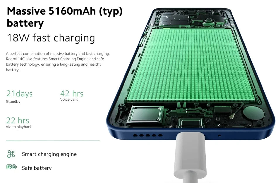 Global Version Xiaomi Redmi 14C Smartphone 8GB 256GB MediaTek Helio G81-Ultra Processor 6.88" 120Hz Display 50MP AI Dual Camera