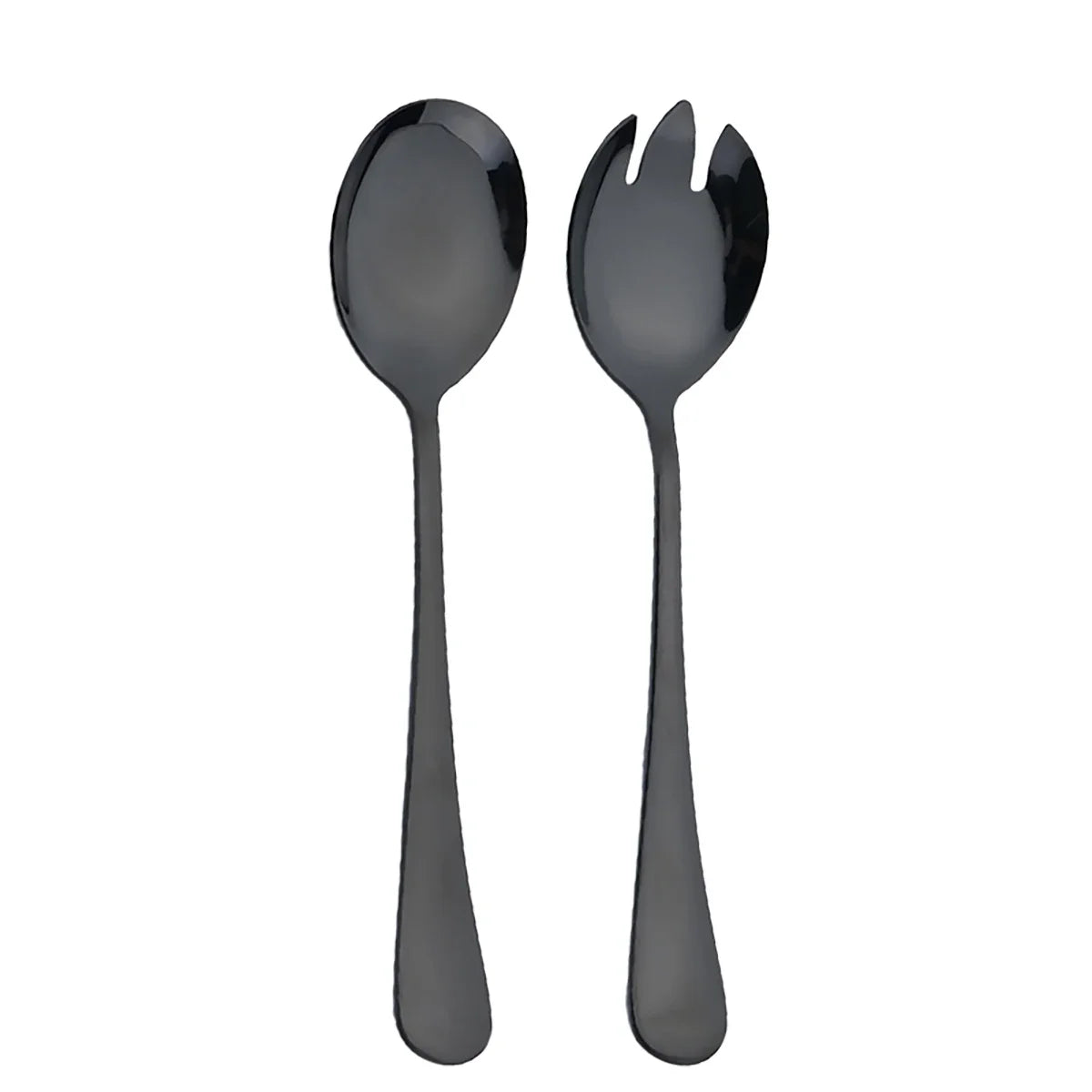 2Pcs Gold Salad Spoon Fork Stainless Steel Salad Server European Style Salad Cutlery Set Kitchen Tool Accessories