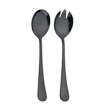 2Pcs Gold Salad Spoon Fork Stainless Steel Salad Server European Style Salad Cutlery Set Kitchen Tool Accessories