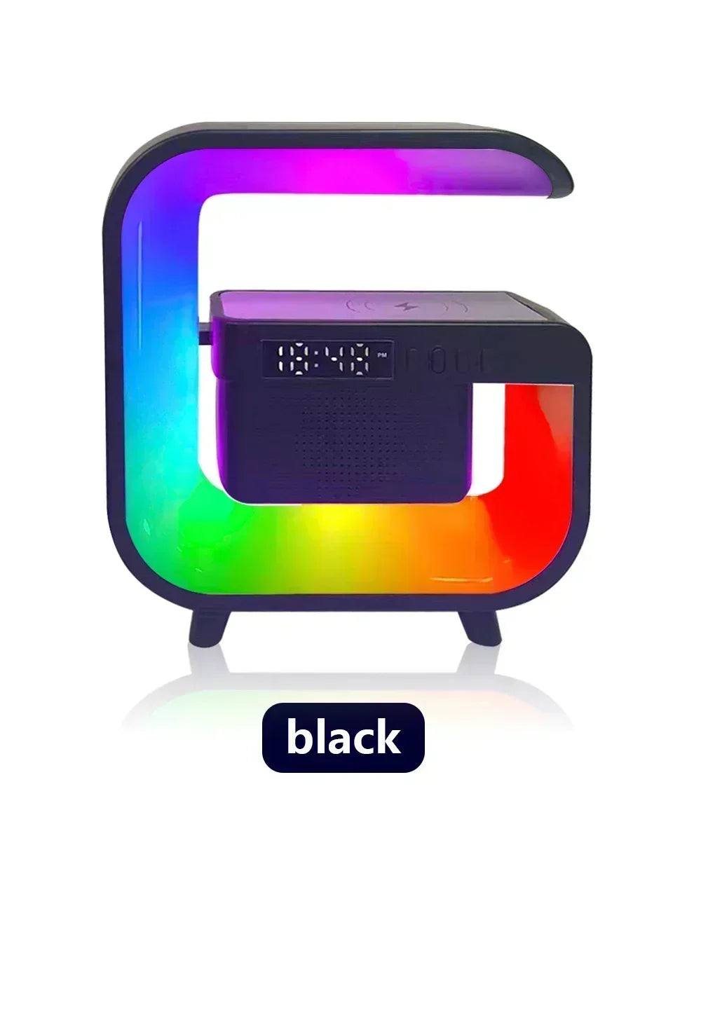 Multifunctional Atmosphere RGB Desk Clock Nightlight Wireless Charger Bluetooth Speakers for iPhone Samung Xiaomi Fast Charging
