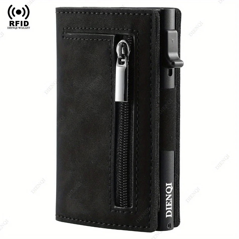 Rfid Blocking Credit Card Holder Men Wallet Luxury Pop Up Slim Thin Minimalist Wallet Bank Cardholder Case Black Vallet for Men