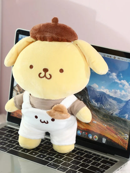 Plush Stuffed Pudding Dog Doll With Overalls That Can Be Worn And Taken Off Home Decor Toys
