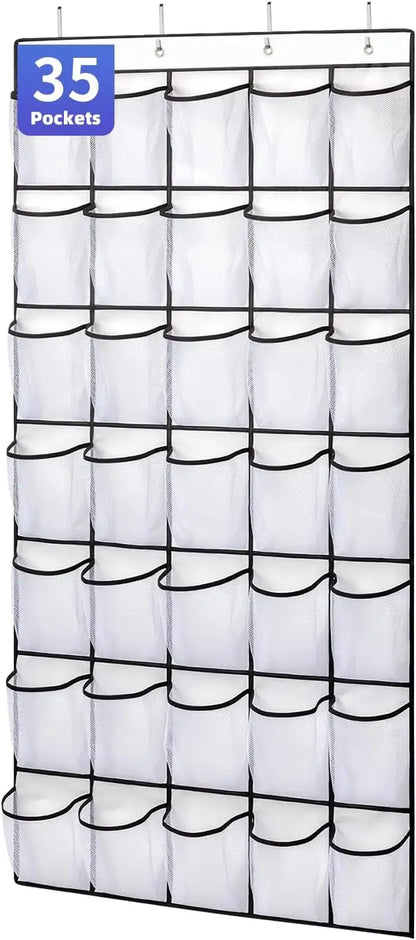 35 Pocket Wall-mounted Sundries Shoe Organiser Closet Storage Shoe Rack Mesh Pocket Clear Hanging Over The Door Shoe Organizers