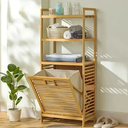Dirty Clothes Basket Wood Vine Weaving Laundry Hamper Multi-function Bathroom Rack Large Capacity Laundry Baskets Storage Rack