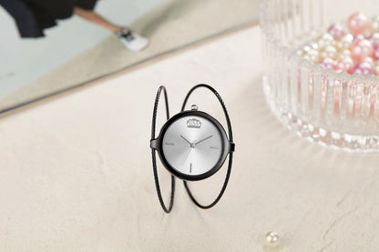 Fashion casual ladies quartz watch, round bracelet watch, elegant alloy ladies watch, quartz watch.