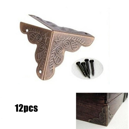 12 Pcs Storage Case Box Corners Brackets 3.6cm X 2.4cm For Furniture Decorative Triangle Rattan Carved Corner Protector
