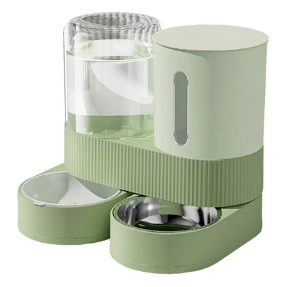 Automatic Cat Feeder Automatic Pet Feeder Water Dispenser Set for Cats Dogs 2-in-1 Food Bowl with Stainless Steel Insert
