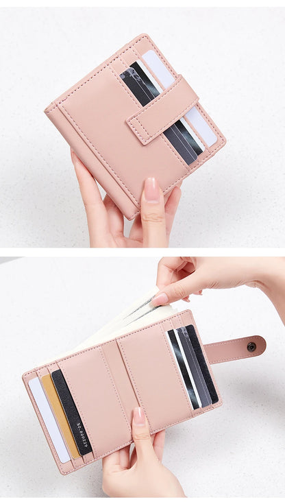 RFID Anti-blocking Wallet for Women, Multi-Card, Credit Card Bag, Lightweight and Simple, Short Buckle, Small, Fashion Wallet