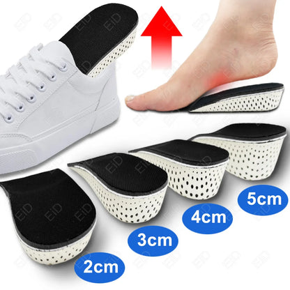 Height Increase Half Shoe Insoles Heel Insert Sports Shoes Pad Cushion Arch Support Unisex 2-5 CM Invisible Heighten Sole Insole