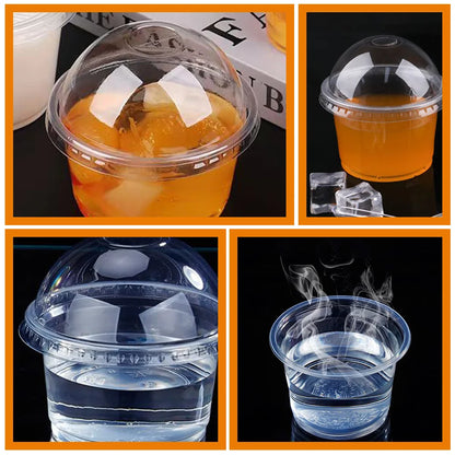 50pcs 250ml Disposable Salad Cup Dessert Cups with Lids Disposable Pudding Plastic Cups for Soup Sundaes Ice Cream
